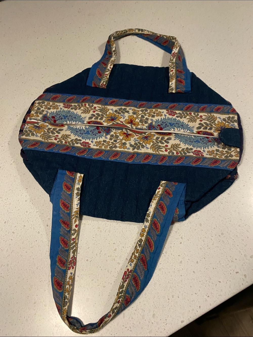 Vintage quilted Cotton Tote Bag Decorative Handles Maggie b Vera Bradley vibe